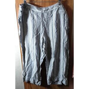 Studio 1940 Linen Blend Capri Pants 18W 20W Striped Wide Leg Summer Resort